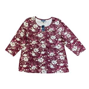 Karen Scott NWT pink floral blouse 1X